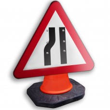 Road Narrows Nearside Cone Sign 600mm